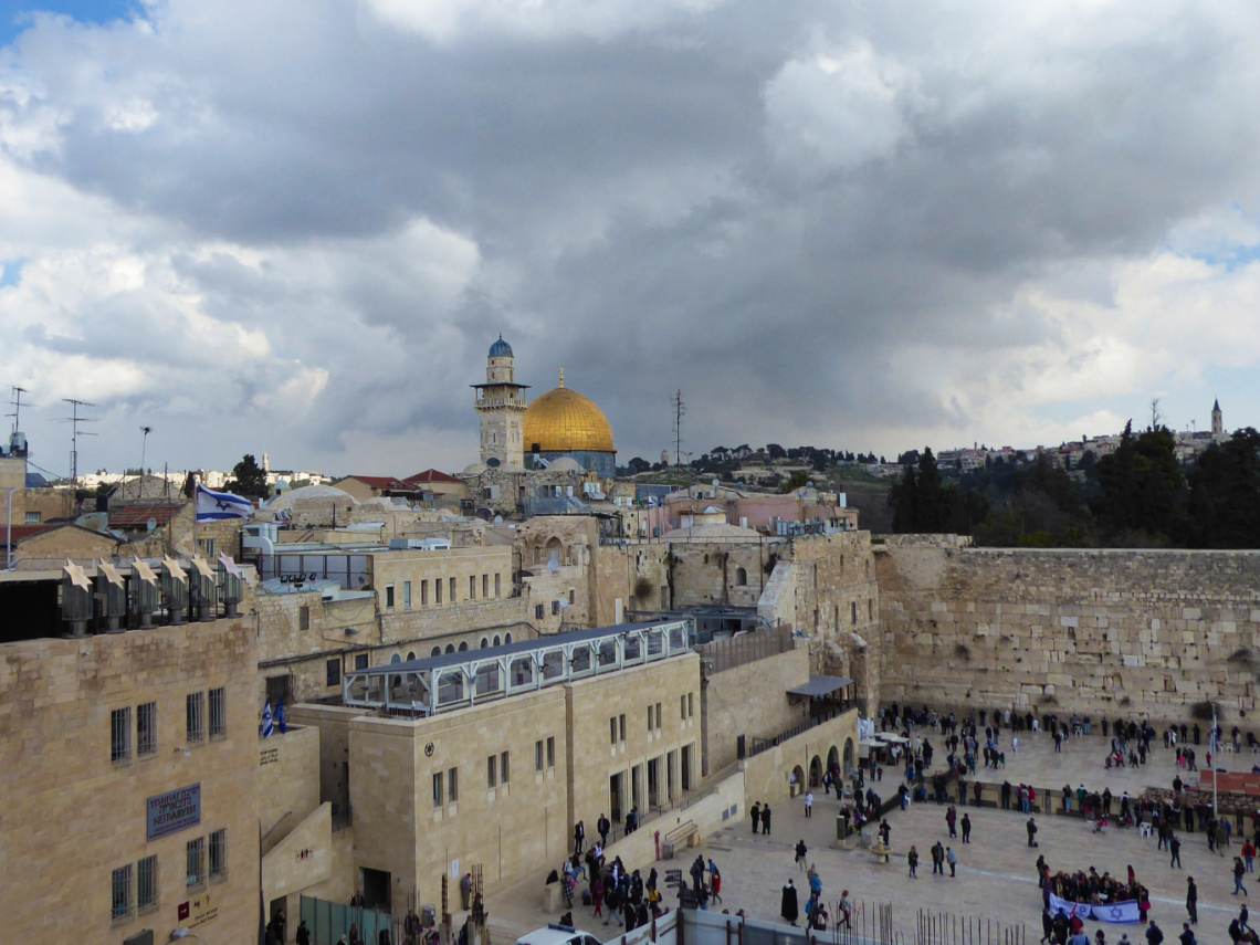 Our first glimpse of the Western Wall and Temple Mount